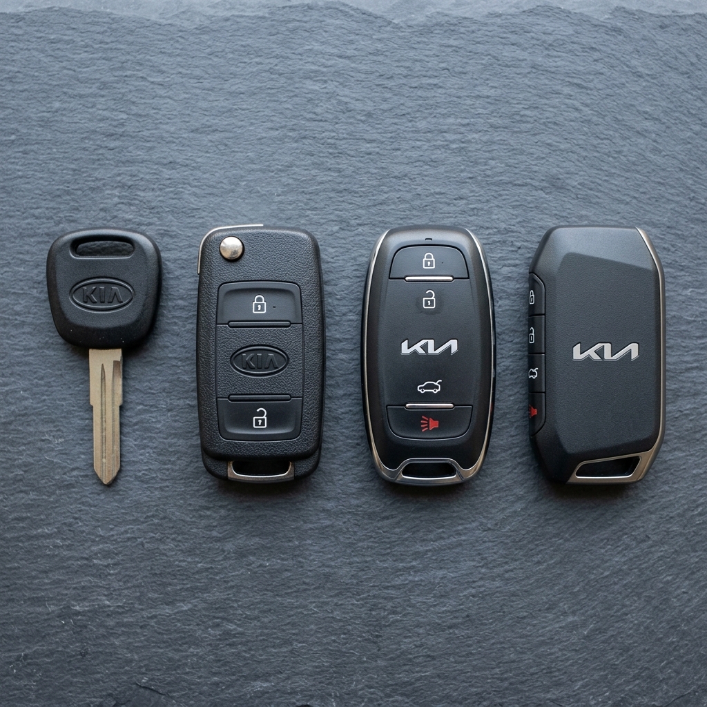 Kia sleuteltypes met logo: smart key, transponder, klapsleutel, mechanisch